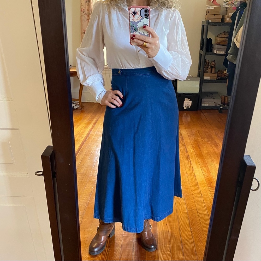 Vintage denim A-line maxi skirt 100% Cotton